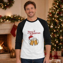 God Jul Öl Skål Herr 3/4 Ärm T Shirt