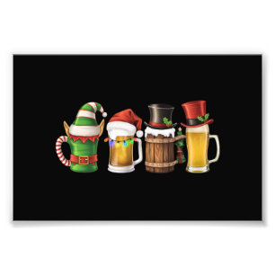 God jul Öl som dricker Santa Beer Älskare Fototryck