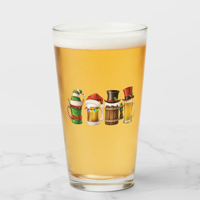 God jul Öl som dricker Santa Beer Älskare Glaskopp (Framsida fylld)