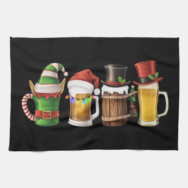 God Jul Ölbryggning Tomte Öljubb  Kökshandduk (Horisontell)