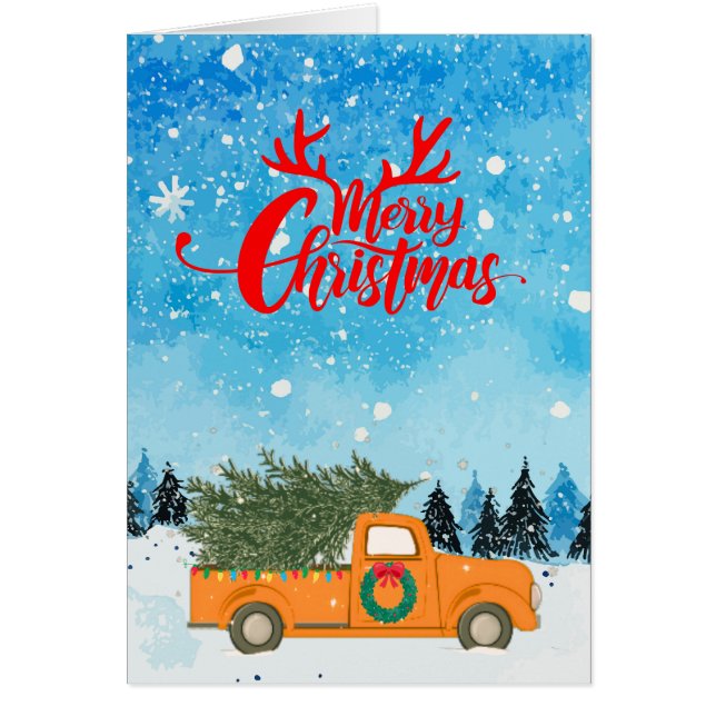 God jul! Old Farm Lastbil Julgran Hälsningskort (Framsidan)