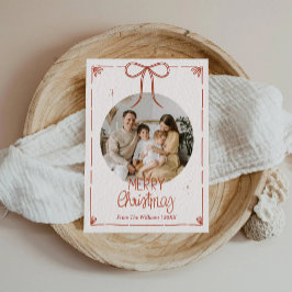 God jul One Photo Cute Red Rosett band Julkort