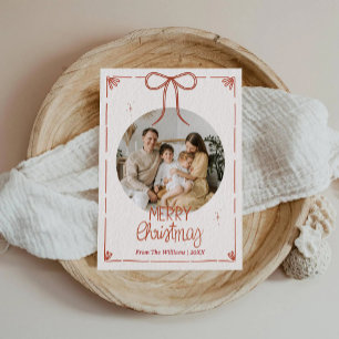 God jul One Photo Cute Red Rosett band Julkort