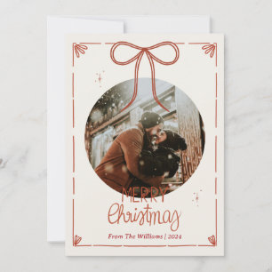 God jul One Photo Cute Red Rosett band Julkort