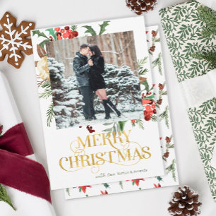 God jul One Photo Hollies Julkort
