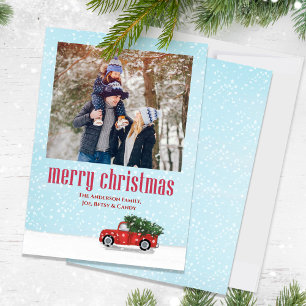 God jul One Photo Red Lastbil Julkort