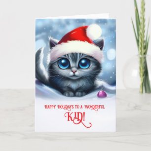 God Jul önskar en fantastisk unge Söt katt Kort