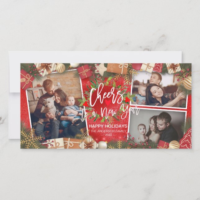 God Jul önskar till en nyårsfirande Holiday Foto Julkort (Framsida)