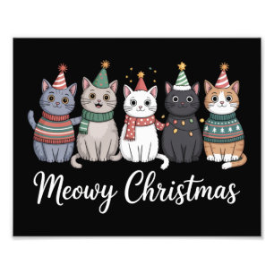 God Jul önskas alla kattälskare Xmas Fototryck