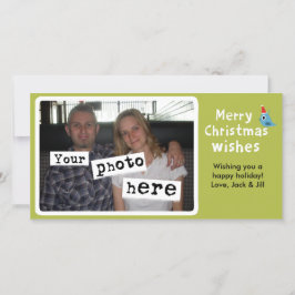 God jul Önskemål | Cute Blue Bird Your Photo Julkort