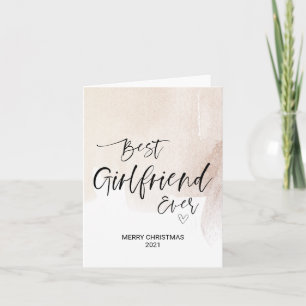 god jul Önskemål för flickvän Guld Julafton Kort