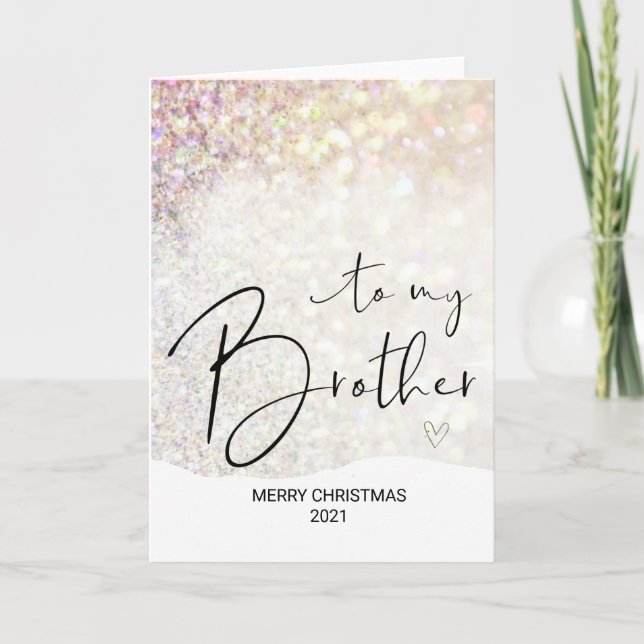 God jul Önskemål för min bror Guld Julafton Kort (Framsida)