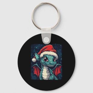 God Jul Önskemål från en cute Festive Dragon Nyckelring