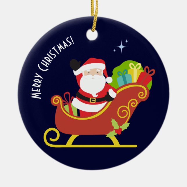 God jul önskemål från Santa Santa Julgransprydnad Keramik (Framsidan)