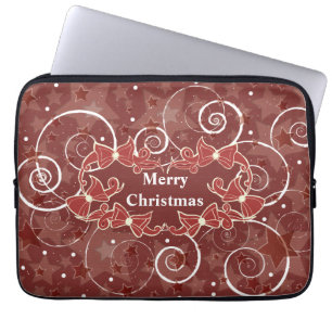 God jul önskemål med bogar och stjärnor laptop sleeve