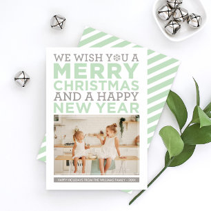 God jul Önskemål Modern Mint Grönt Photo Julkort