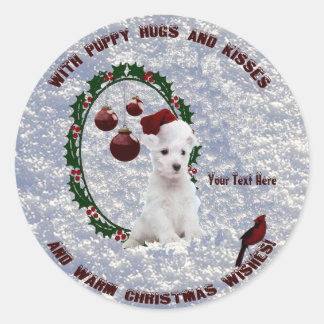 God jul, Önskemål-stickers - anpassa dem! Runt Klistermärke