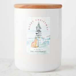 God jul Önskemål Watercolor Winter Fox Mat Etikett