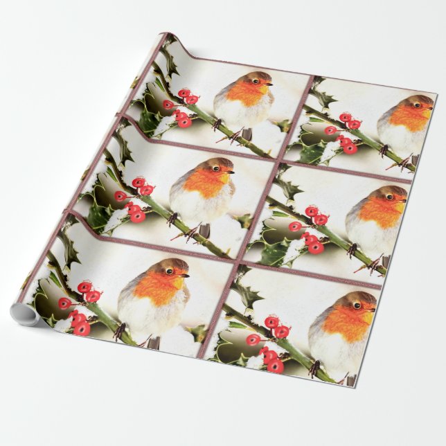 God jul Orange Bird Helgdag Presentpapper (Utrullad)