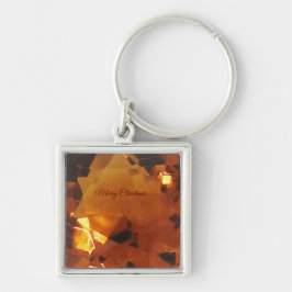 God jul Orange Sapphire-nyckelkedja Fyrkantig Silverfärgad Nyckelring