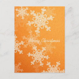God jul Orange White Snöflingor Minimalist Helg Vykort