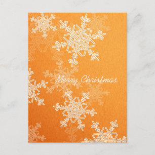 God jul Orange White Snöflingor Minimalist Helg Vykort
