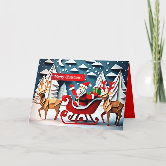 God jul Origami Jultomten GC Kort (Framsida)