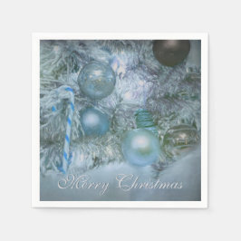 God jul Ornament Blue Teal Helgdag Träd Pappersservett