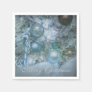 God jul Ornament Blue Teal Helgdag Träd Pappersservett
