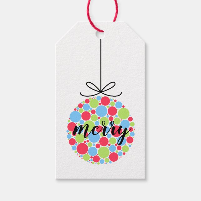 God jul Ornament Boll Polka dots Gift Märkre Presentetikett (Framsidan)