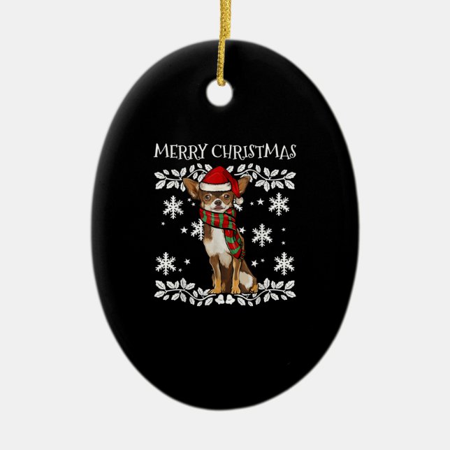 God jul Ornament Brown Chihuahua Julafton (Framsidan)