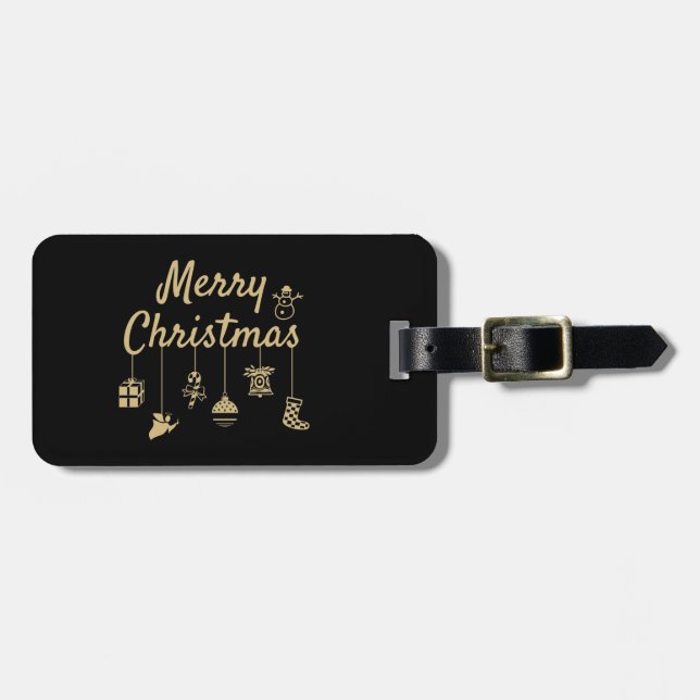 God jul Ornament guld Bagagebricka (Horisontell Framsida)