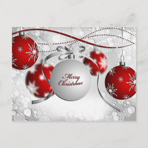 God jul Ornament i Silver och Röda Helg Vykort