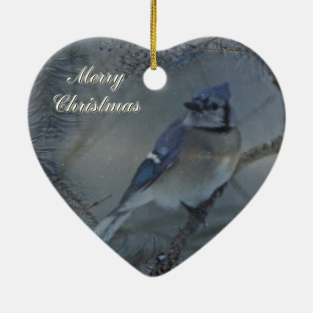 God jul - Östra Blue Jay Julgransprydnad Keramik (Baksidan)