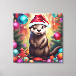 God Jul Otter Canvastryck