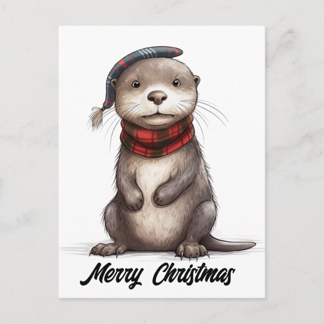 God Jul Otter Helg Vykort (Framsida)