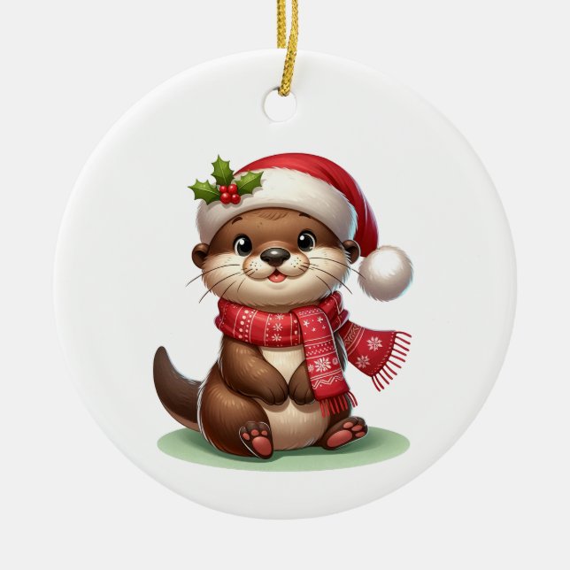 God Jul Otter Julgransprydnad Keramik (Framsidan)