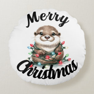 God Jul Otter Rund Kudde