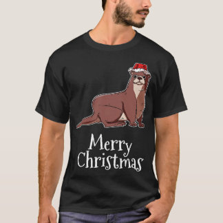 God jul Otter Santas Hat Sea Otter T Shirt