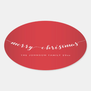 God jul Oval Red Stickers Ovalt Klistermärke