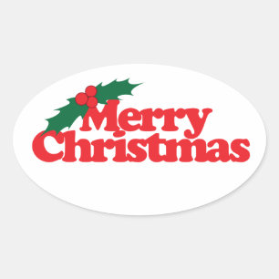 God jul ovalt klistermärke