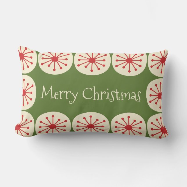 God jul på atomjulklapp i mitten av århundradet lumbarkudde (Framsida)