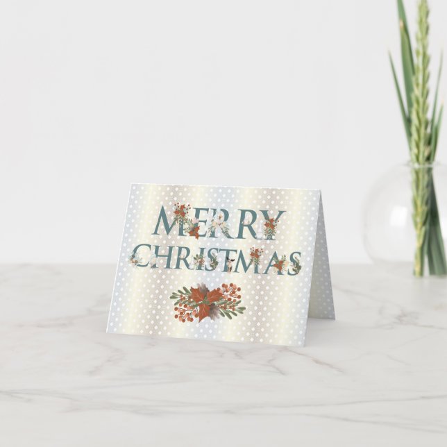 God Jul på blank silverbakgrund Helgkort (Framsida)
