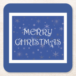God jul på Blue med Snöflingor Underlägg Papper Kvadrat