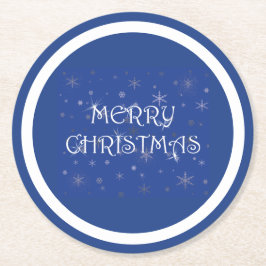God jul på Blue med Snöflingor Underlägg Papper Rund