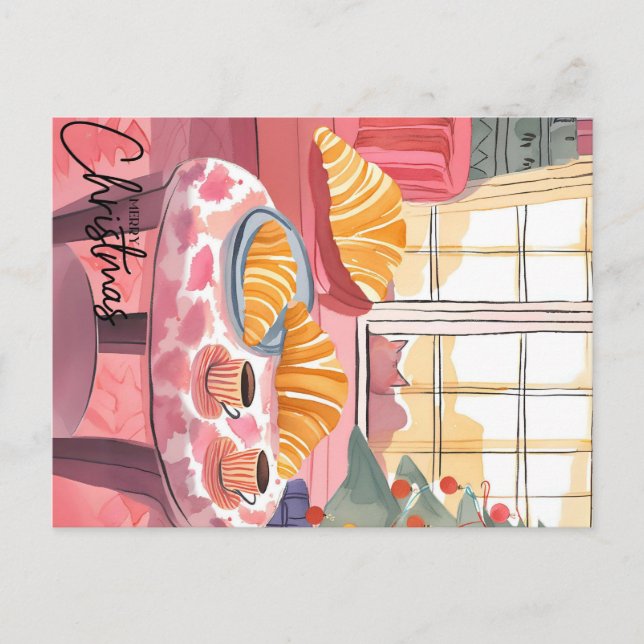 God jul på Croissant God morgon Vykort (Framsida)