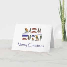 God jul på det egyptiska hieroglyfikkortet helgkort