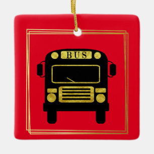 God jul på drivrutin för bästa Buss Julgransprydnad Keramik