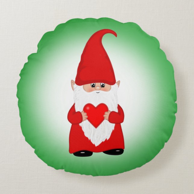 God jul på Grönt Rund Kudde (Framsidan)