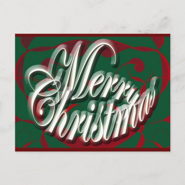God Jul på grönt vykort (Framsida)